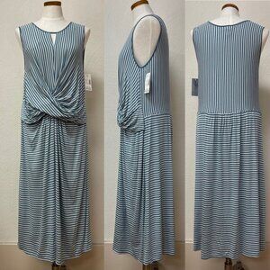 NWT Catherines Blue & White Striped Summer Dress sz 14/16